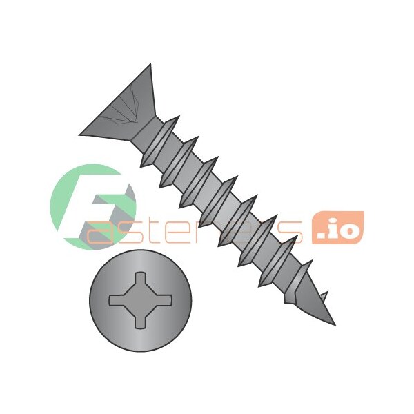 Newport Fasteners Wood Screw, #6, 3/4 in, Black Oxide Steel Flat Head Phillips Drive, 12000 PK 426688 - main